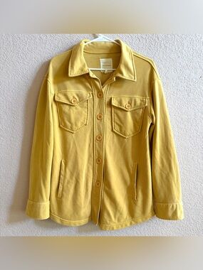 Avec Les Filles Women's XS Shacket Mustard‎ Yellow Cotton Blend Shirt Jacket